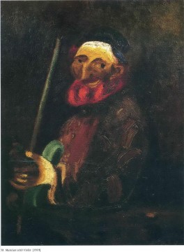マルク・シャガール Painting - 現代ヴァイオリンを持つ音楽家 マルク・シャガール